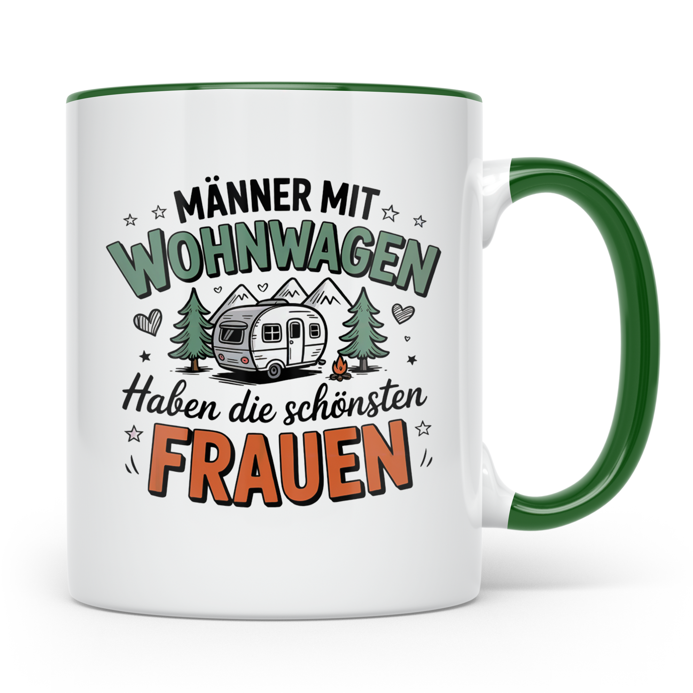 Wohnwagen Männer Tasse: Camping Liebe, Camper Sprüche, Outdo – Grün [farbe:grün]