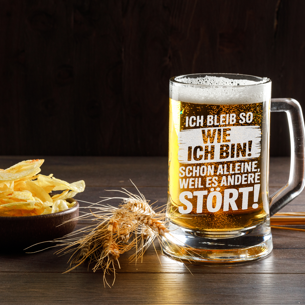 Witziger Bierkrug – „Ich bleib so wie ich bin!“ Spruch für Männer & Frauen, lustiges Geschenk für Freunde, Kollegen & Geburtstage