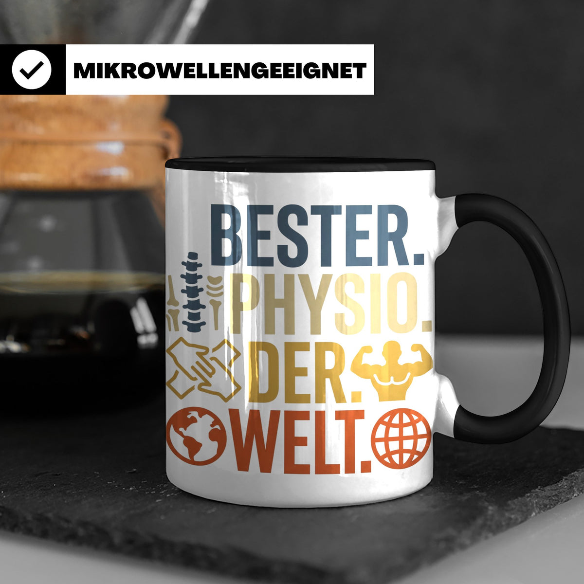 Bester Physio der Welt Tasse Geschenk für Physiotherapeut Da – Schwarz [farbe:schwarz]