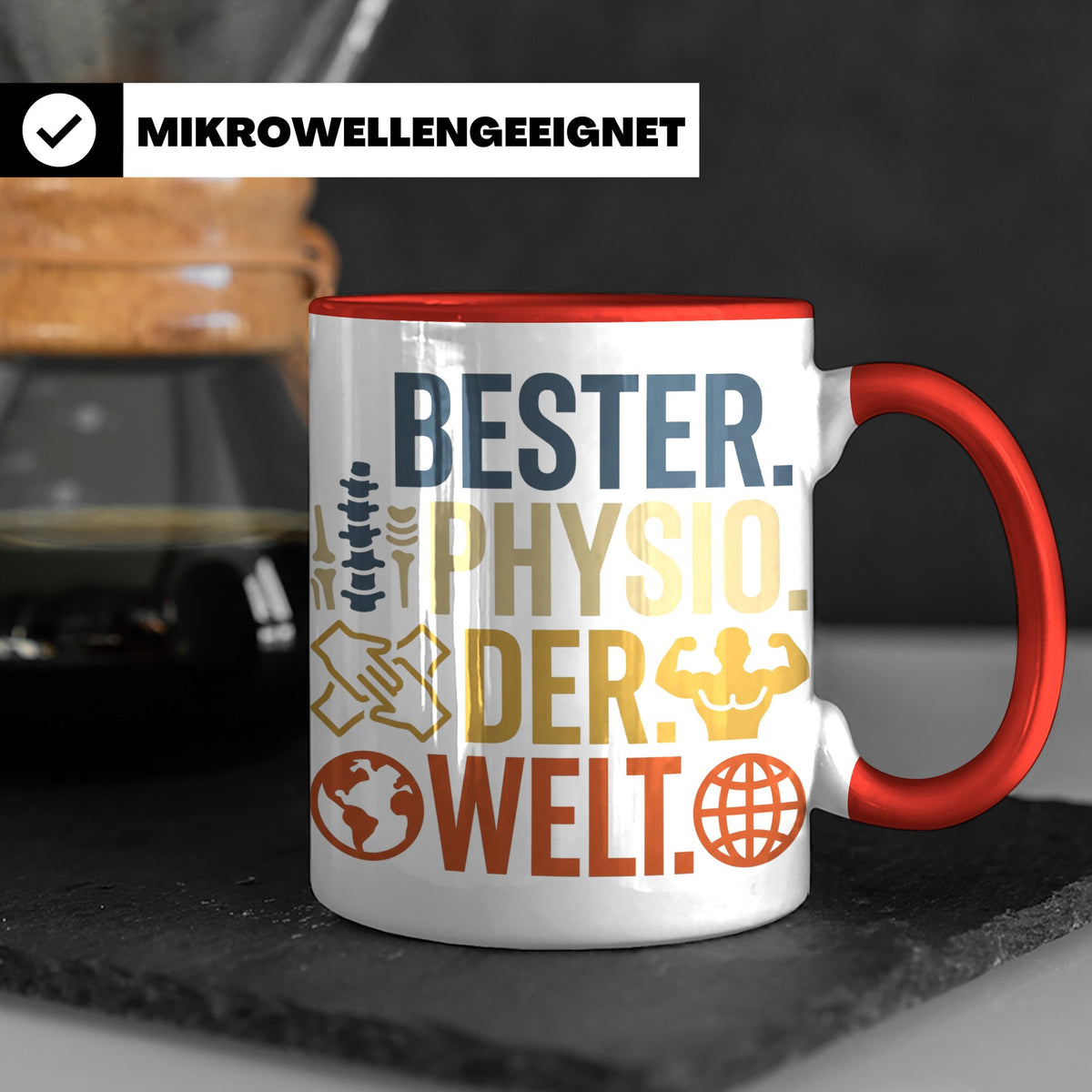 Bester Physio der Welt Tasse Geschenk für Physiotherapeut Da – Rot [farbe:rot]