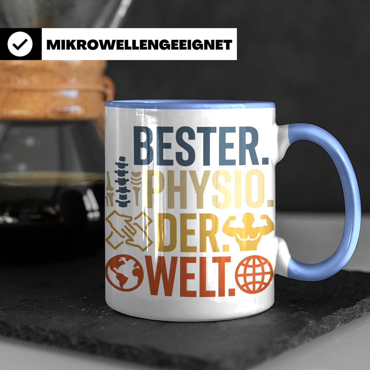 Bester Physio der Welt Tasse Geschenk für Physiotherapeut Da – Blau [farbe:blau]