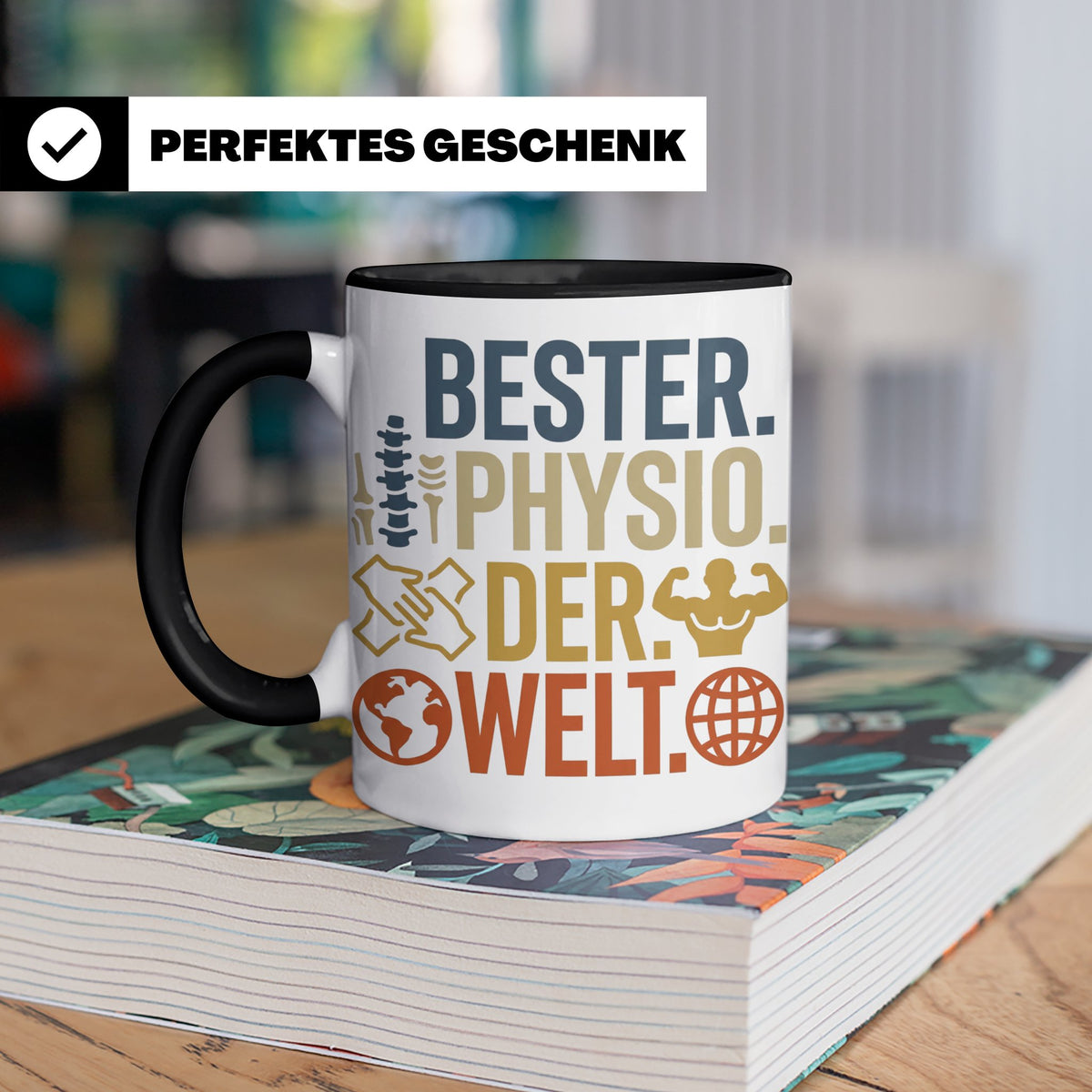 Bester Physio der Welt Tasse Geschenk für Physiotherapeut Da – Schwarz [farbe:schwarz]