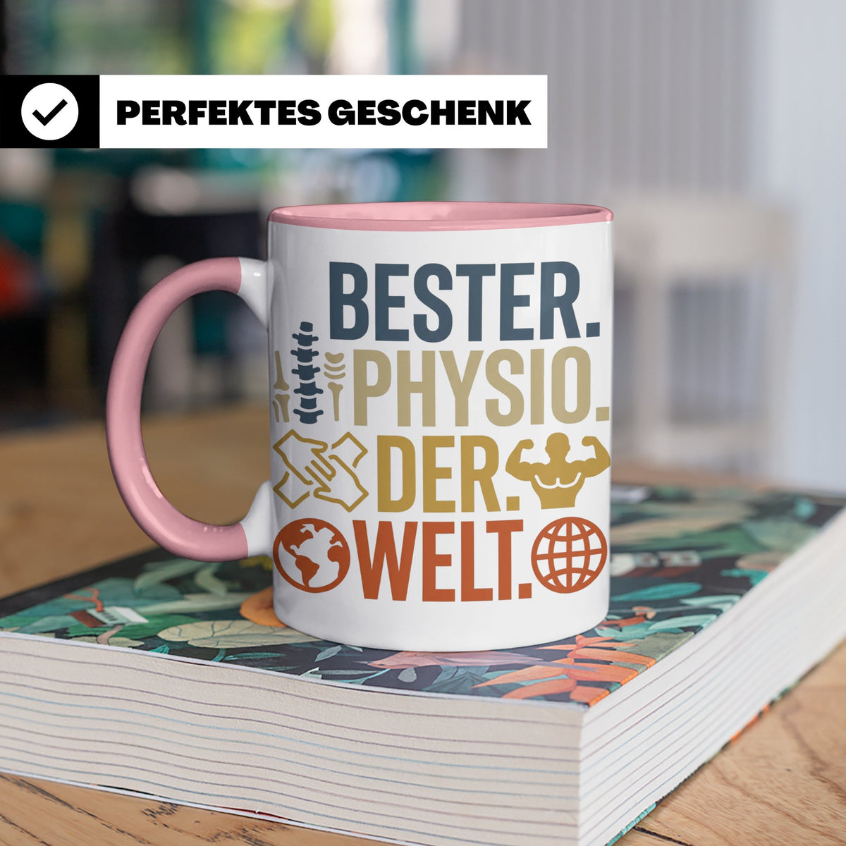 Bester Physio der Welt Tasse Geschenk für Physiotherapeut Da – Rosa [farbe:rosa]