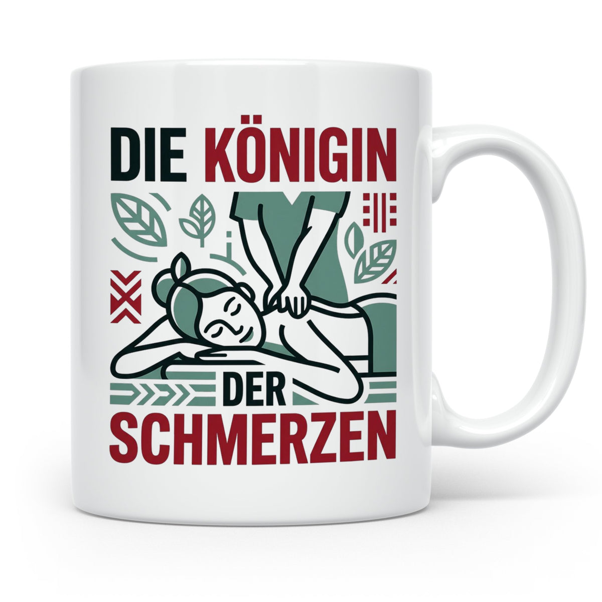 Tasse Physiotherapeutin Königin der Schmerzen lustiger Spruc – Weiß [farbe:weiß]