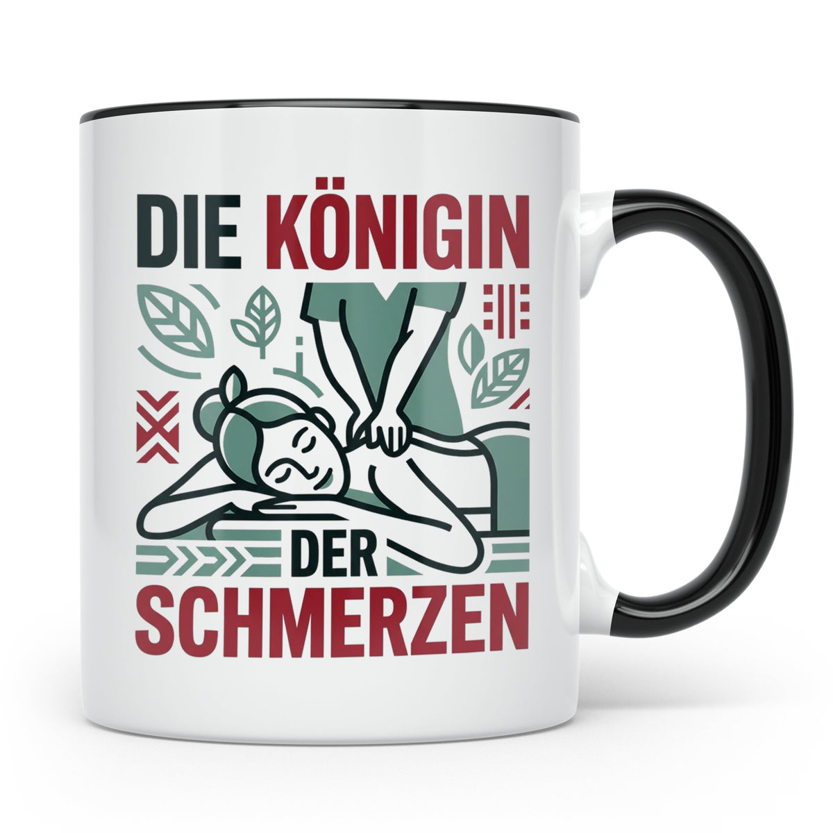 Tasse Physiotherapeutin Königin der Schmerzen lustiger Spruc – Schwarz [farbe:schwarz]