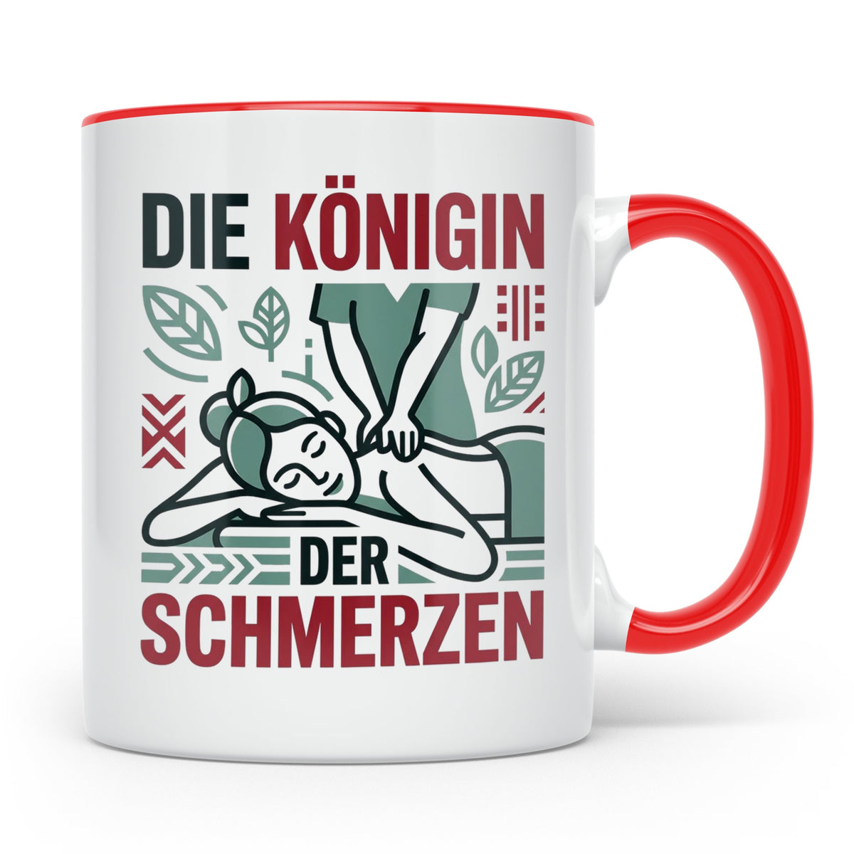 Tasse Physiotherapeutin Königin der Schmerzen lustiger Spruc – Rot [farbe:rot]