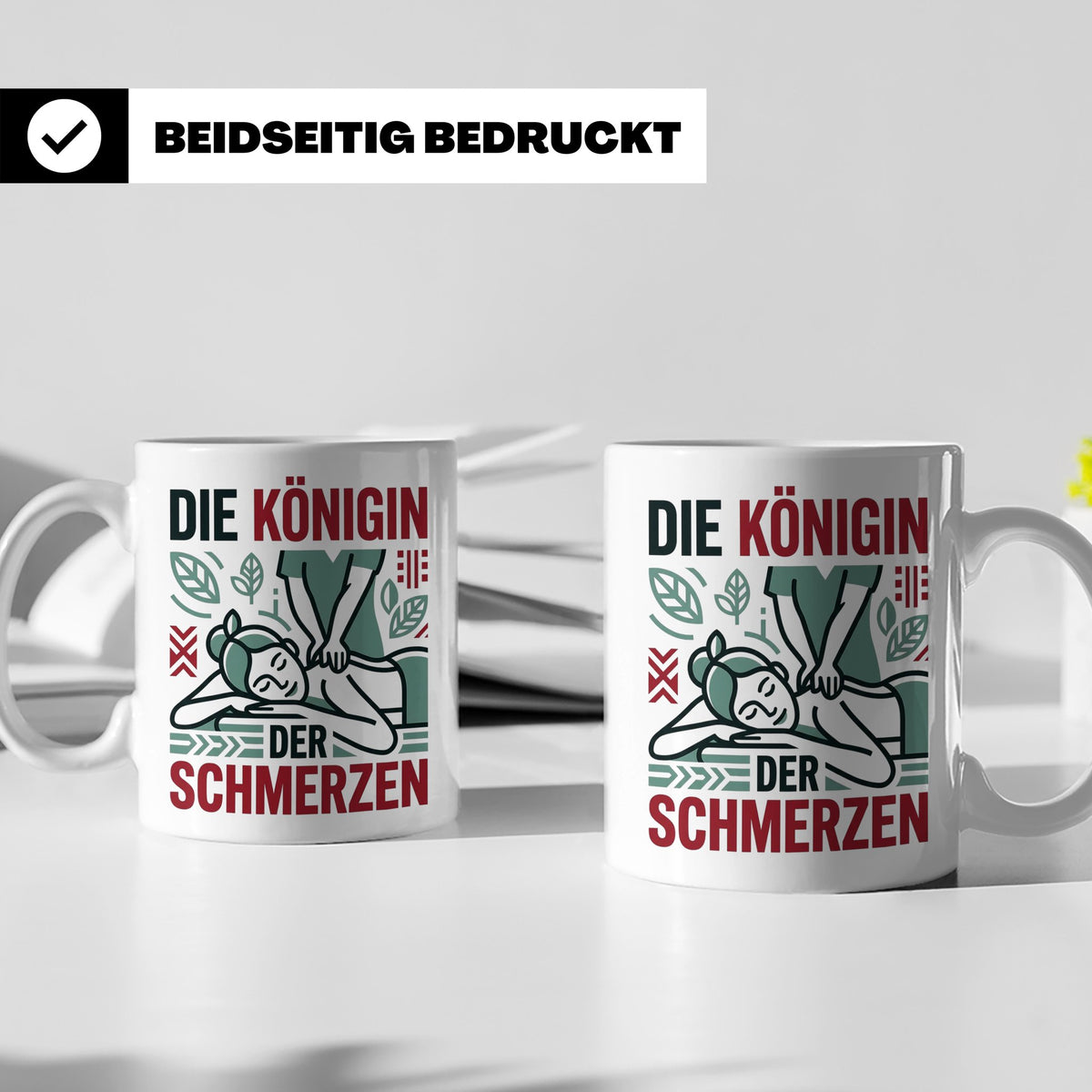Tasse Physiotherapeutin Königin der Schmerzen lustiger Spruc – Weiß [farbe:weiß]