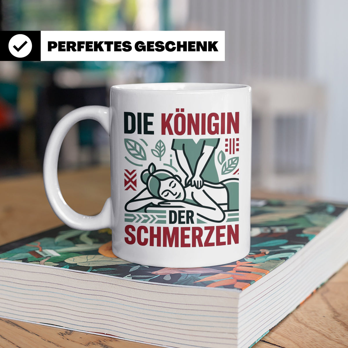 Tasse Physiotherapeutin Königin der Schmerzen lustiger Spruc – Weiß [farbe:weiß]