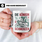 Tasse Physiotherapeutin Königin der Schmerzen lustiger Spruc – Weiß [farbe:weiß]