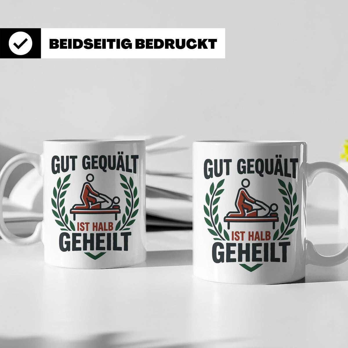Physiotherapeut Tasse 'Gut gequält ist halb geheilt' | Lusti – Weiß [farbe:weiß]
