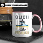 Physiotherapeut Tasse mit Spruch Ölich Aber Fröhlich, lustig – Rosa [farbe:rosa]