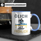Physiotherapeut Tasse mit Spruch Ölich Aber Fröhlich, lustig – Blau [farbe:blau]