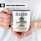 Physiotherapeut Tasse mit Spruch Ölich Aber Fröhlich, lustig – Schwarz [farbe:schwarz]