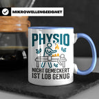 Physio Tasse mit Spruch 'Nicht gemeckert ist Lob genug' | Lu – Blau [farbe:blau]