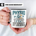 Physio Tasse mit Spruch 'Nicht gemeckert ist Lob genug' | Lu – Schwarz [farbe:schwarz]