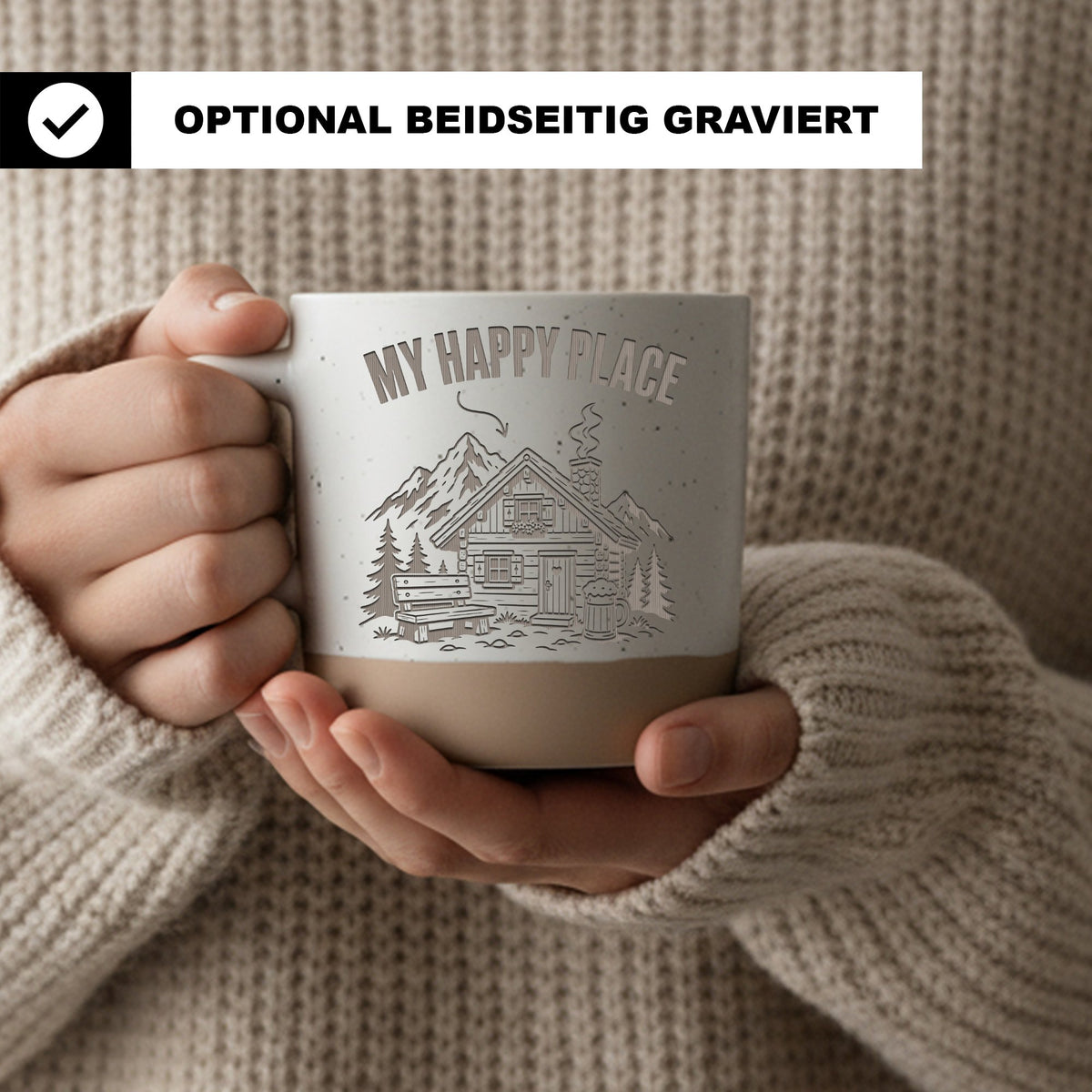 Berghütte Tasse My Happy Place - Lustiges Geschenk für Wanderer & Berg – Bild 2