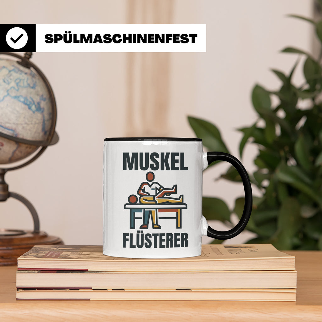 Muskel Flüsterer Tasse für Physiotherapeut & Masseur, Lustig – Schwarz [farbe:schwarz]