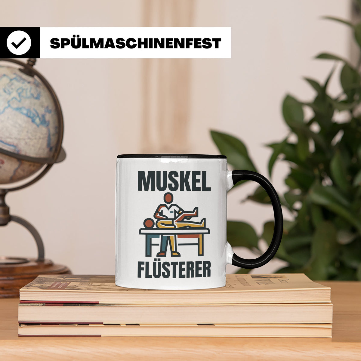 Muskel Flüsterer Tasse für Physiotherapeut & Masseur, Lustig – Schwarz [farbe:schwarz]