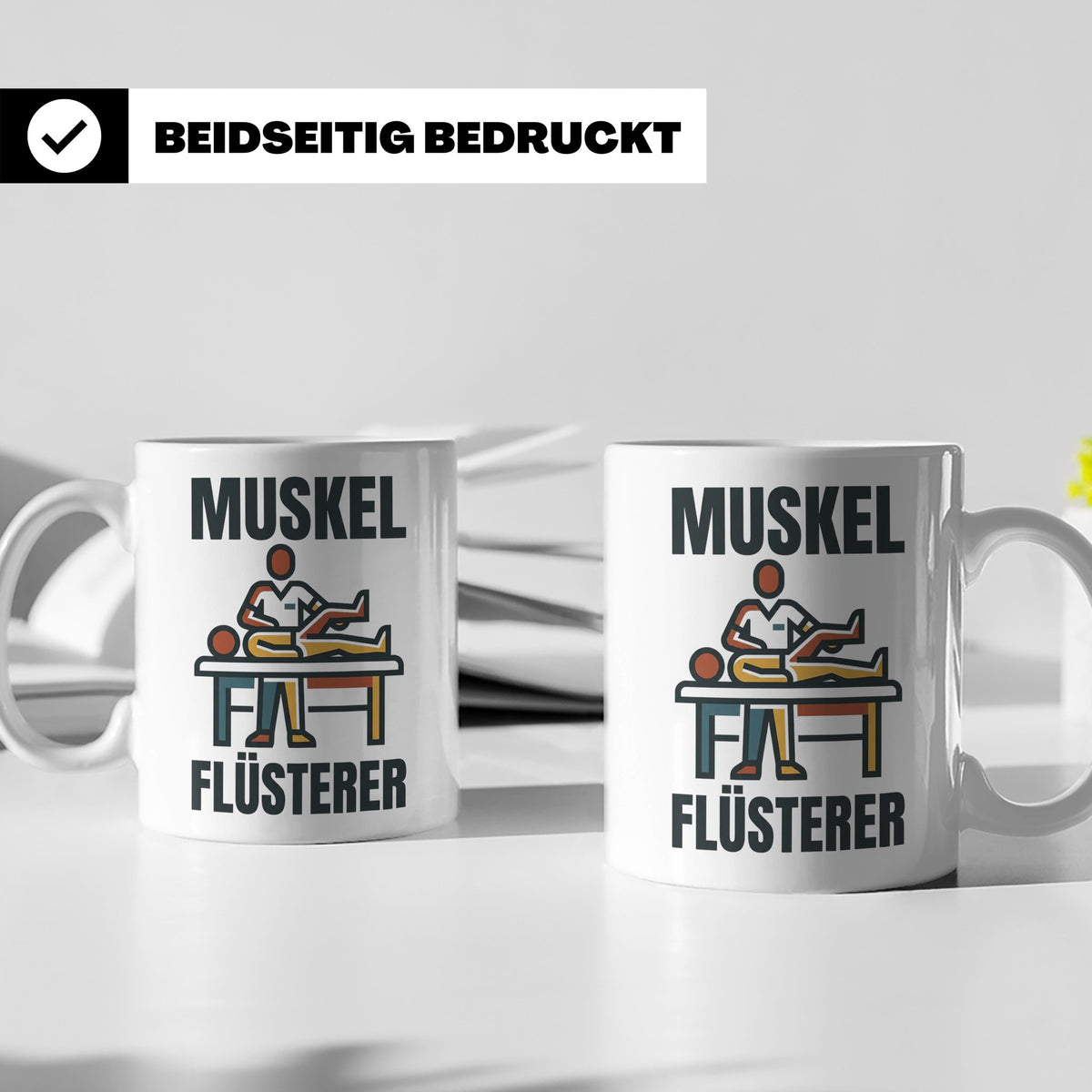 Muskel Flüsterer Tasse für Physiotherapeut & Masseur, Lustig – Weiß [farbe:weiß]