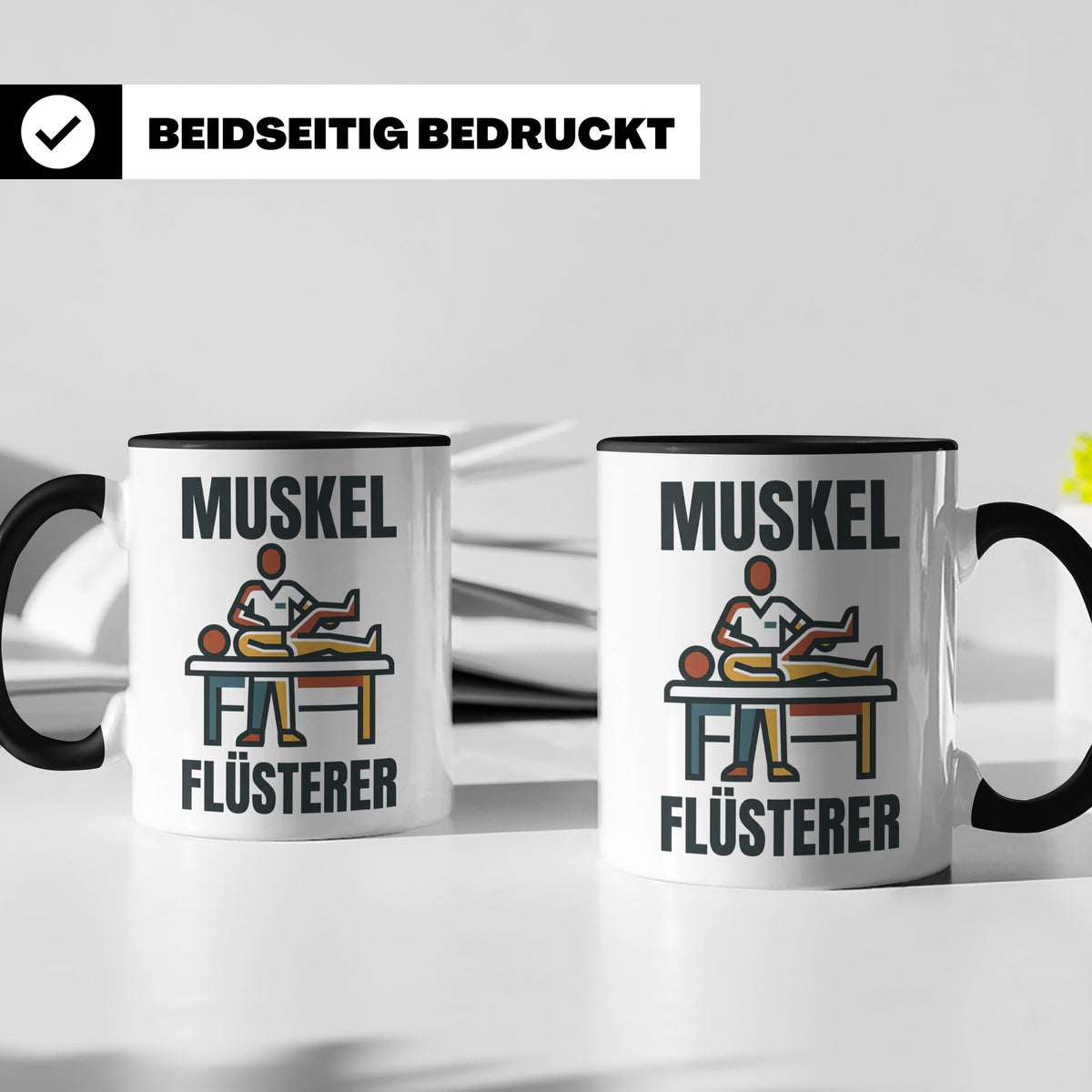 Muskel Flüsterer Tasse für Physiotherapeut & Masseur, Lustig – Schwarz [farbe:schwarz]