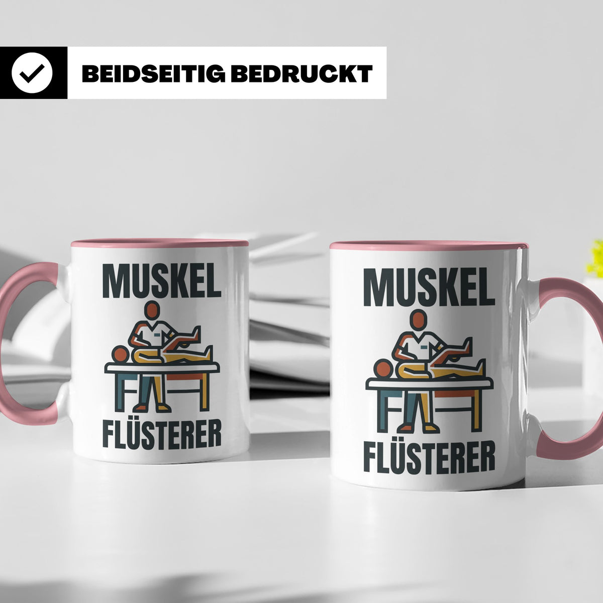 Muskel Flüsterer Tasse für Physiotherapeut & Masseur, Lustig – Rosa [farbe:rosa]