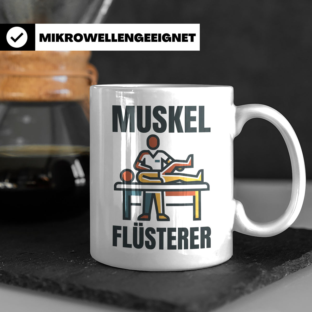 Muskel Flüsterer Tasse für Physiotherapeut & Masseur, Lustig – Weiß [farbe:weiß]