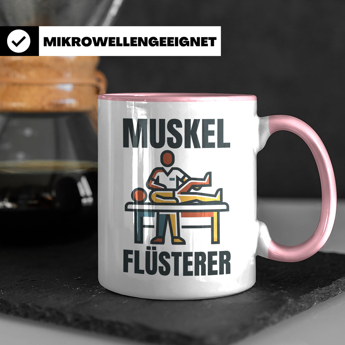 Muskel Flüsterer Tasse für Physiotherapeut & Masseur, Lustig – Rosa [farbe:rosa]