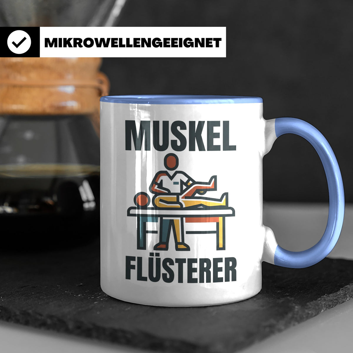 Muskel Flüsterer Tasse für Physiotherapeut & Masseur, Lustig – Blau [farbe:blau]