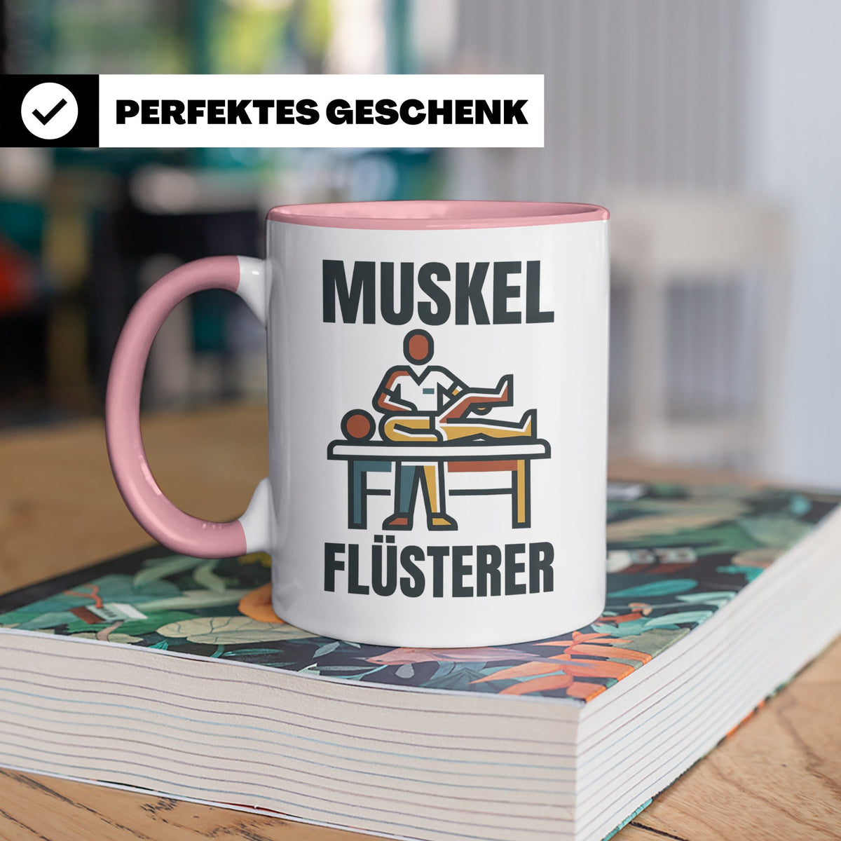 Muskel Flüsterer Tasse für Physiotherapeut & Masseur, Lustig – Rosa [farbe:rosa]
