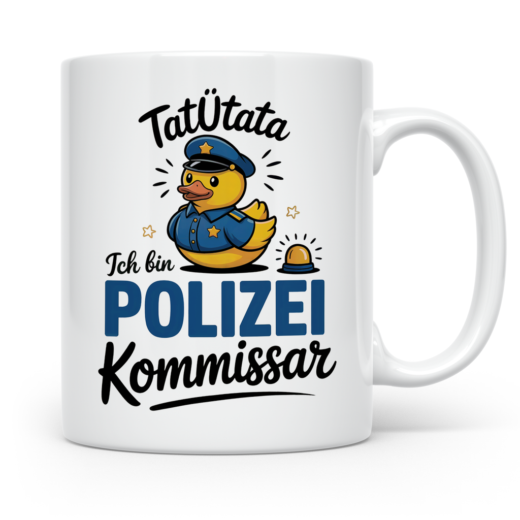Tatütata Polizei Kommissar Tasse - Quietscheente Cop - Ordnu – Weiß [farbe:weiß]