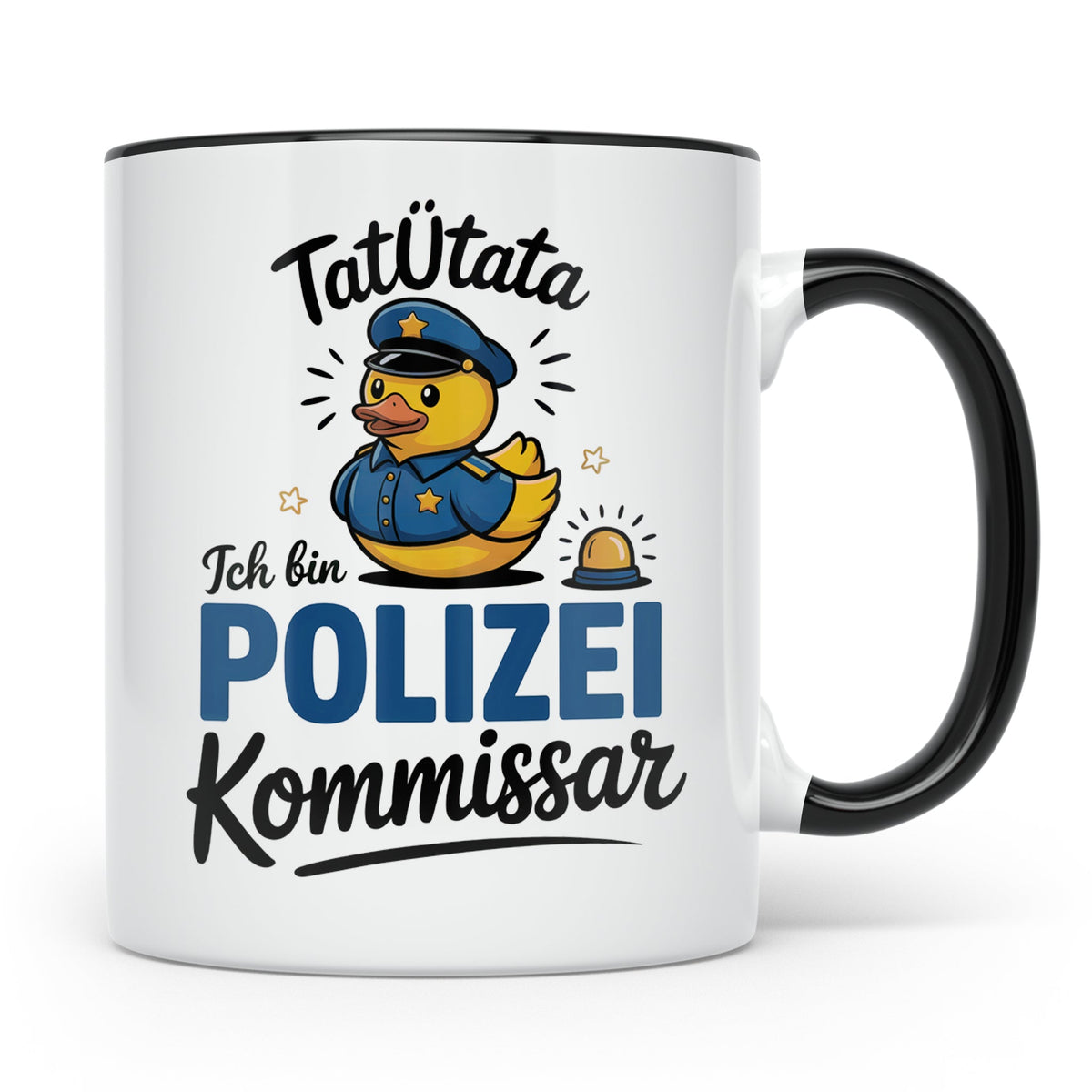 Tatütata Polizei Kommissar Tasse - Quietscheente Cop - Ordnu – Schwarz [farbe:schwarz]
