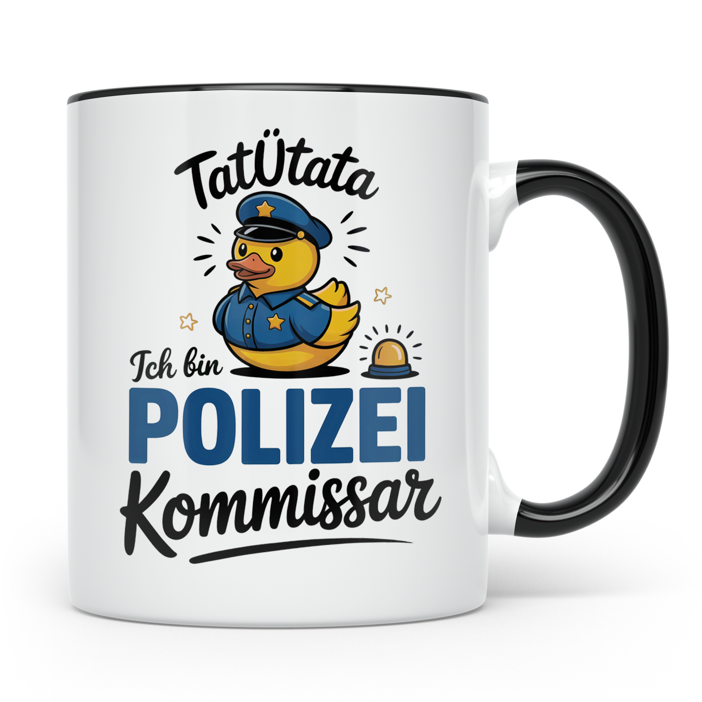 Tatütata Polizei Kommissar Tasse - Quietscheente Cop - Ordnu – Schwarz [farbe:schwarz]