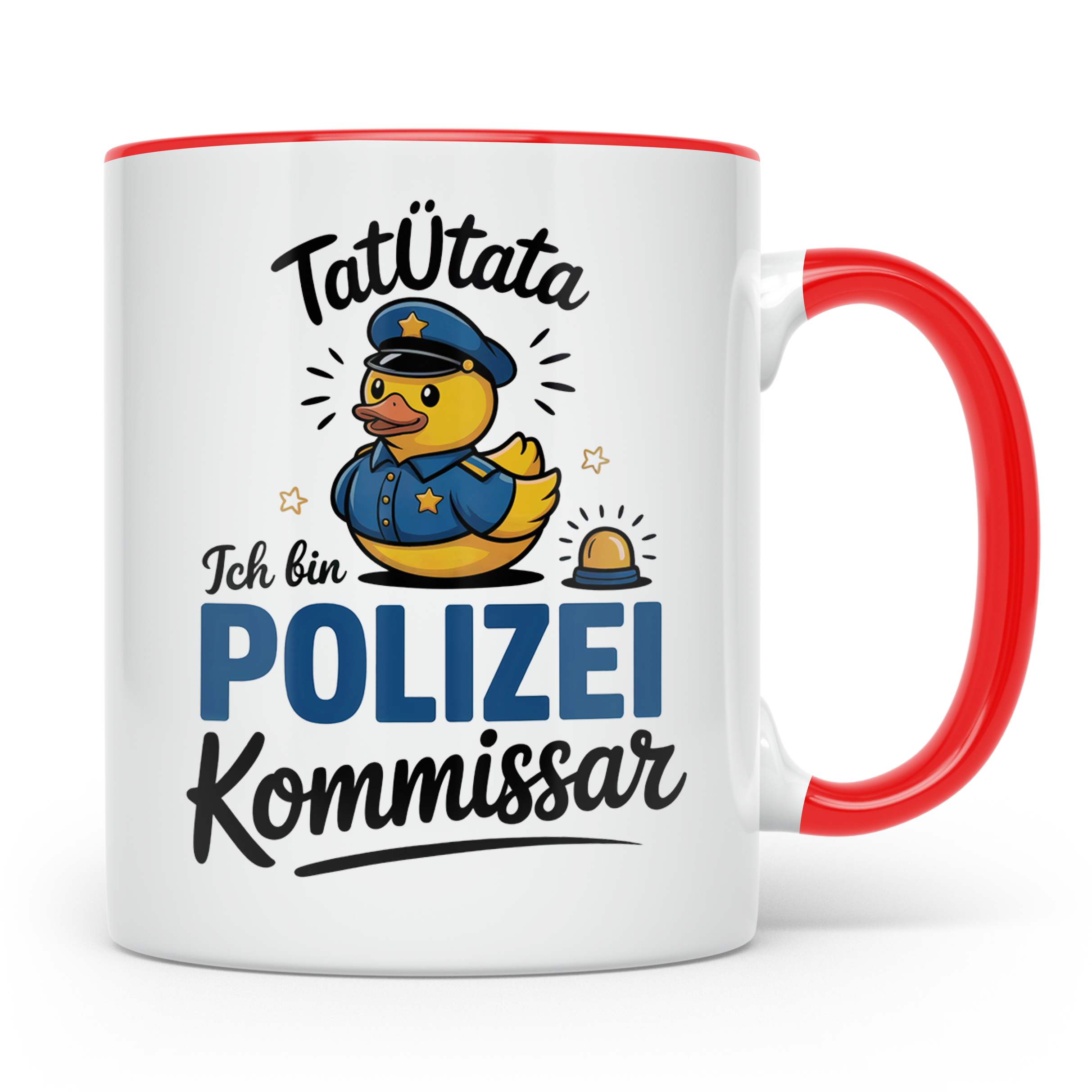 Tatütata Polizei Kommissar Tasse - Quietscheente Cop - Ordnu – Rot [farbe:rot]