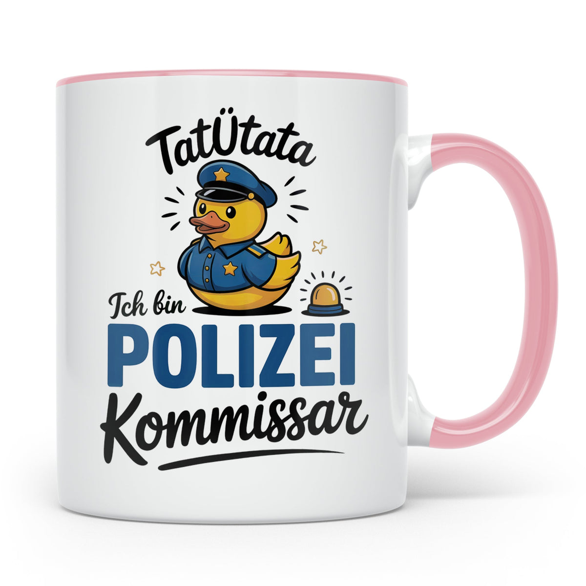 Tatütata Polizei Kommissar Tasse - Quietscheente Cop - Ordnu – Rosa [farbe:rosa]