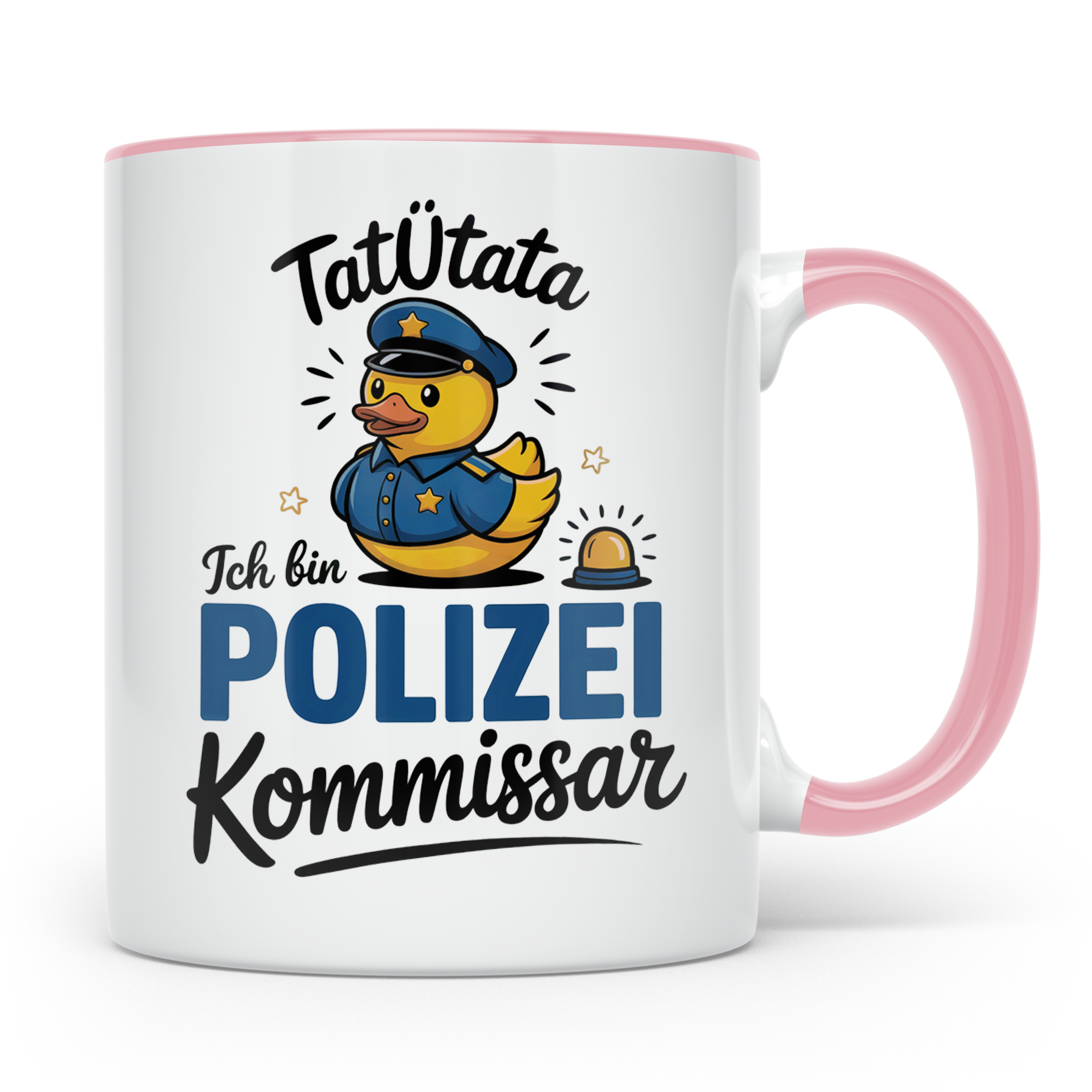 Tatütata Polizei Kommissar Tasse - Quietscheente Cop - Ordnu – Rosa [farbe:rosa]