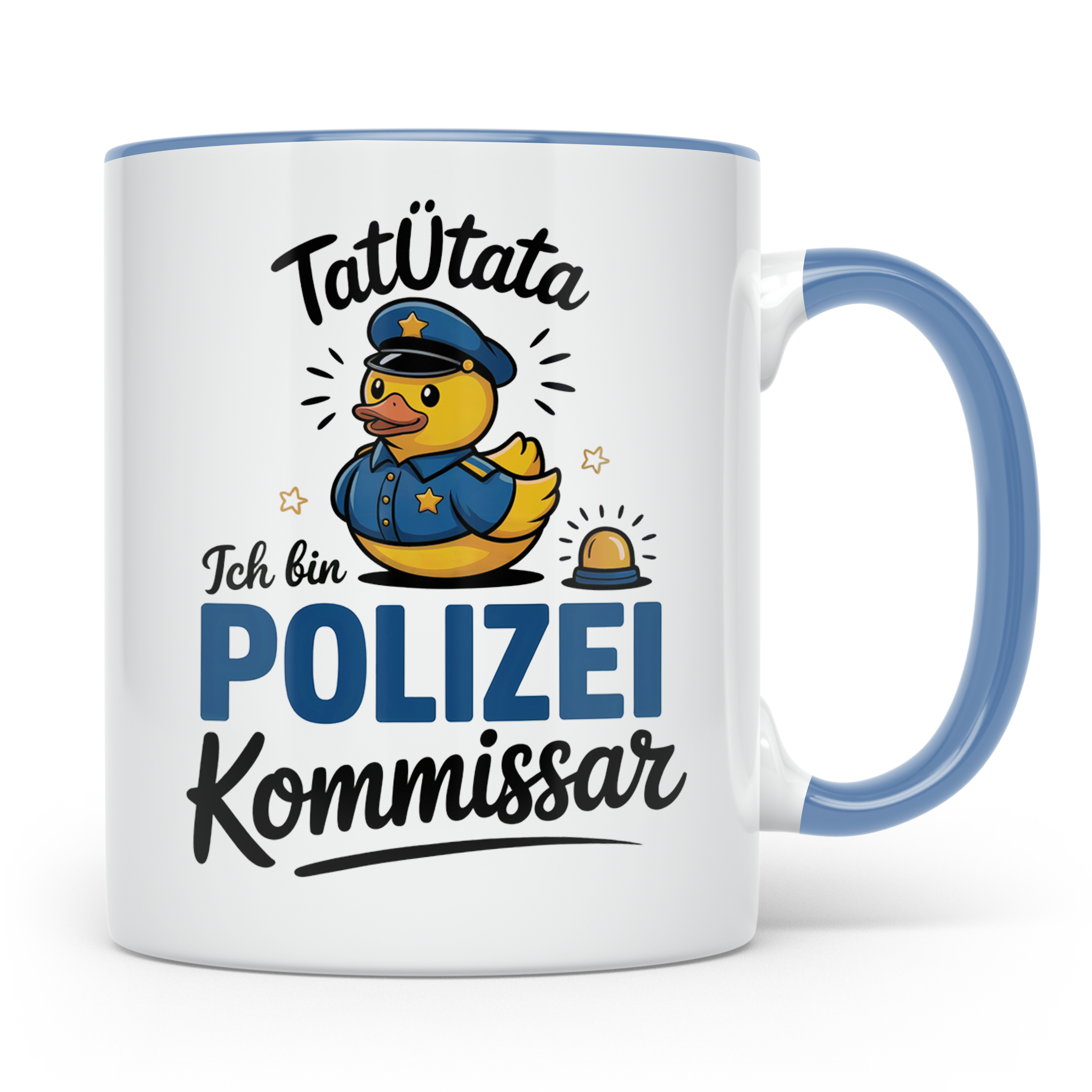 Tatütata Polizei Kommissar Tasse - Quietscheente Cop - Ordnu – Blau [farbe:blau]