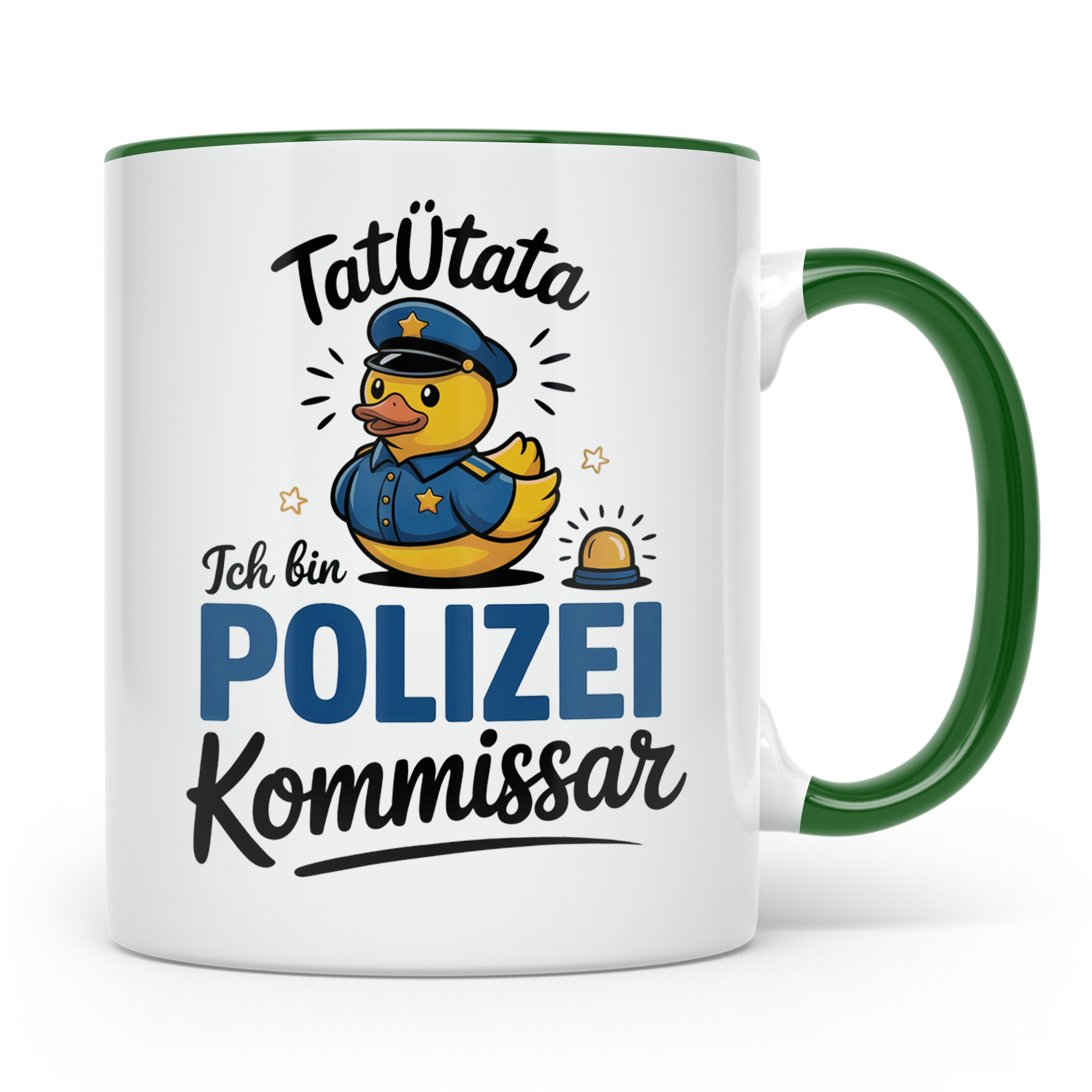 Tatütata Polizei Kommissar Tasse - Quietscheente Cop - Ordnu – Grün [farbe:grün]