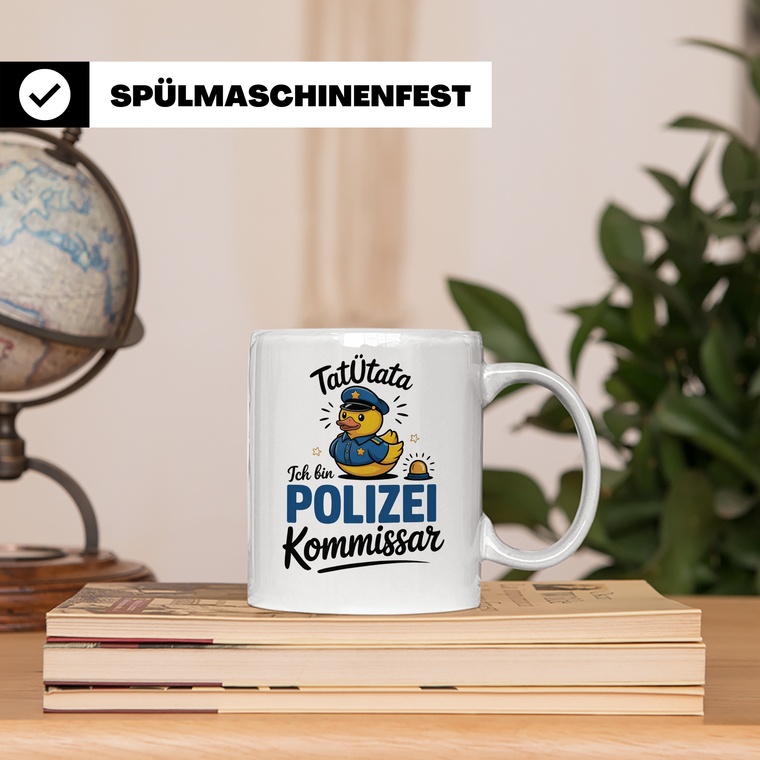 Tatütata Polizei Kommissar Tasse - Quietscheente Cop - Ordnu – Weiß [farbe:weiß]