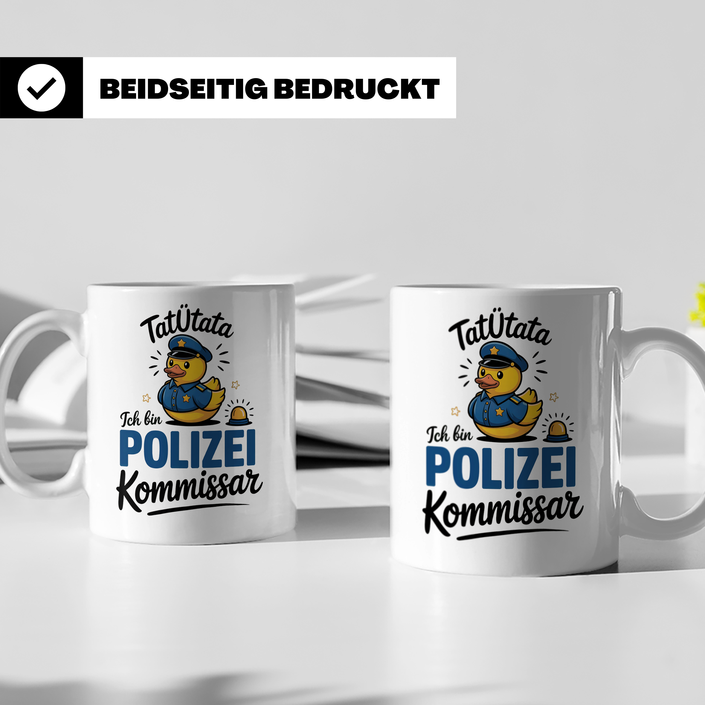 Tatütata Polizei Kommissar Tasse - Quietscheente Cop - Ordnu – Weiß [farbe:weiß]