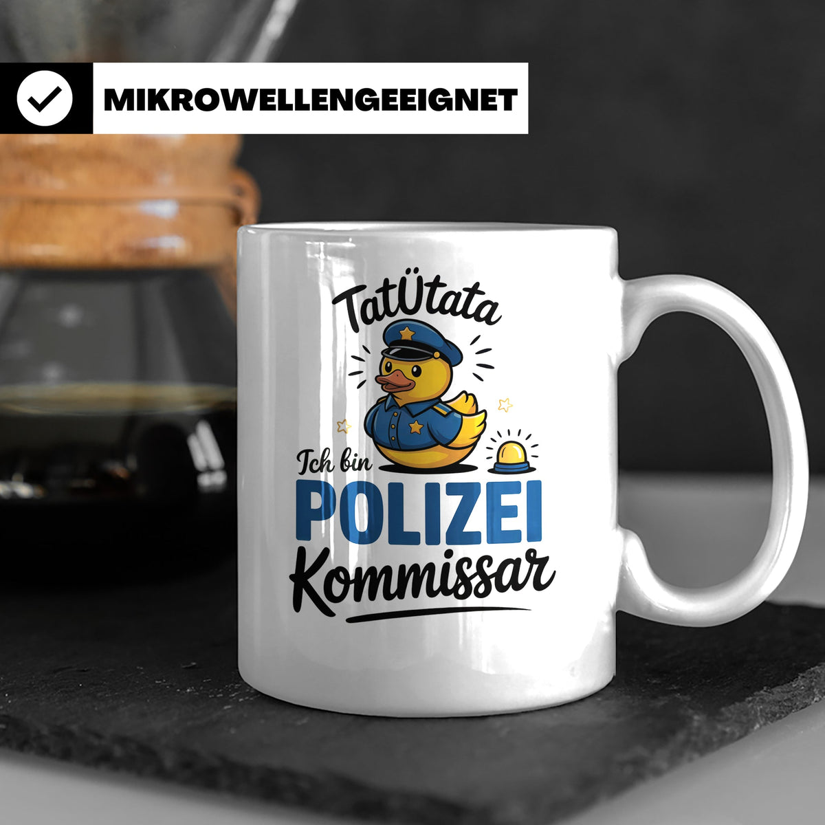 Tatütata Polizei Kommissar Tasse - Quietscheente Cop - Ordnu – Weiß [farbe:weiß]