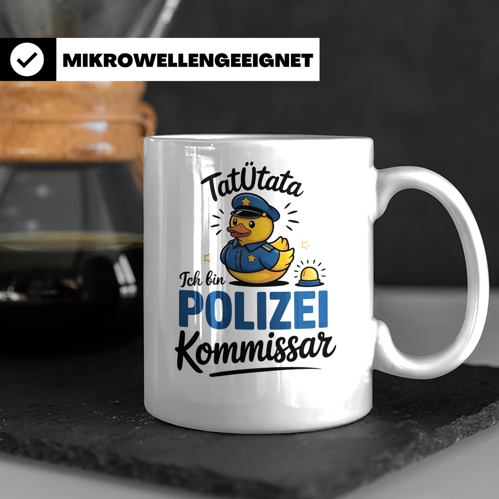 Tatütata Polizei Kommissar Tasse - Quietscheente Cop - Ordnu – Weiß [farbe:weiß]