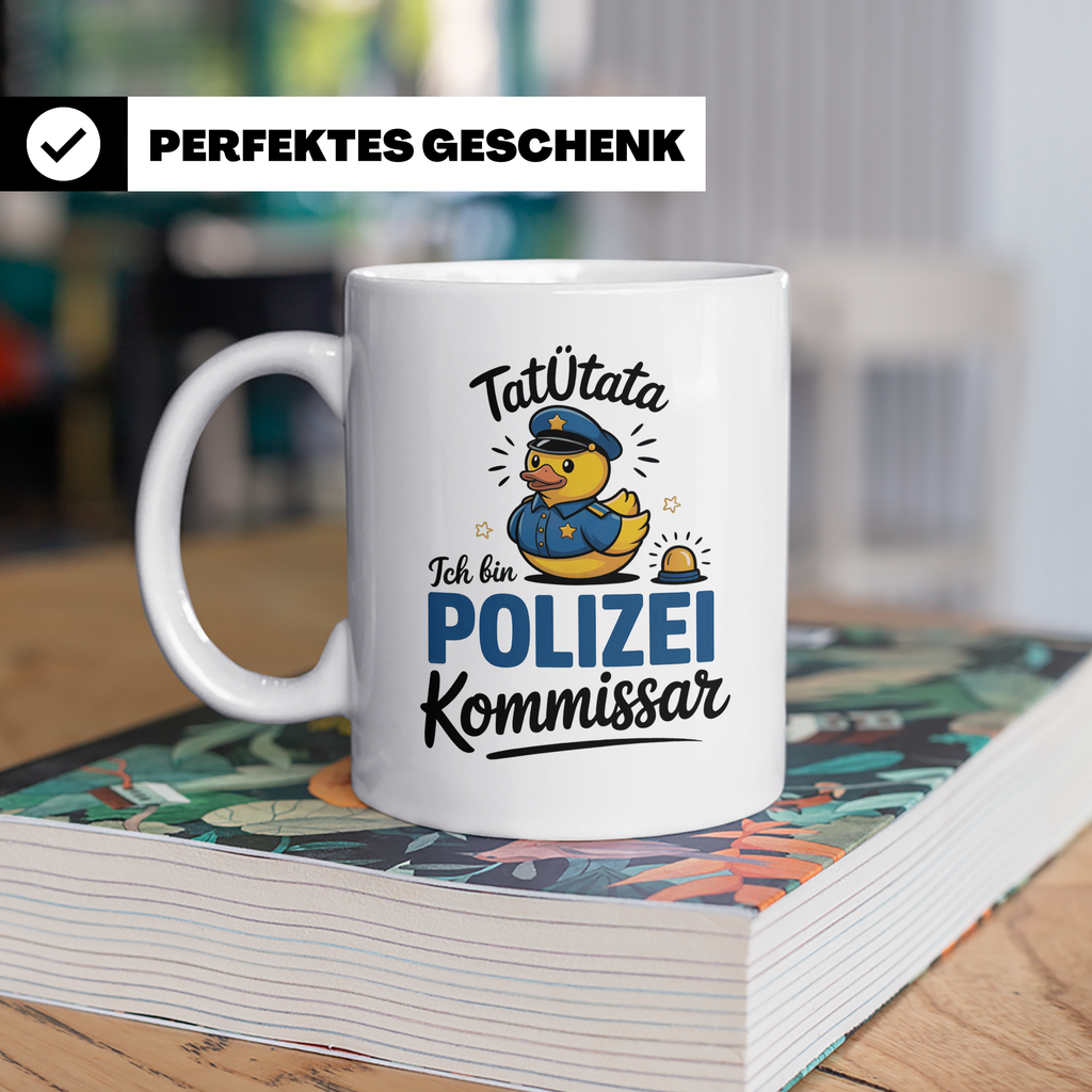 Tatütata Polizei Kommissar Tasse - Quietscheente Cop - Ordnu – Weiß [farbe:weiß]