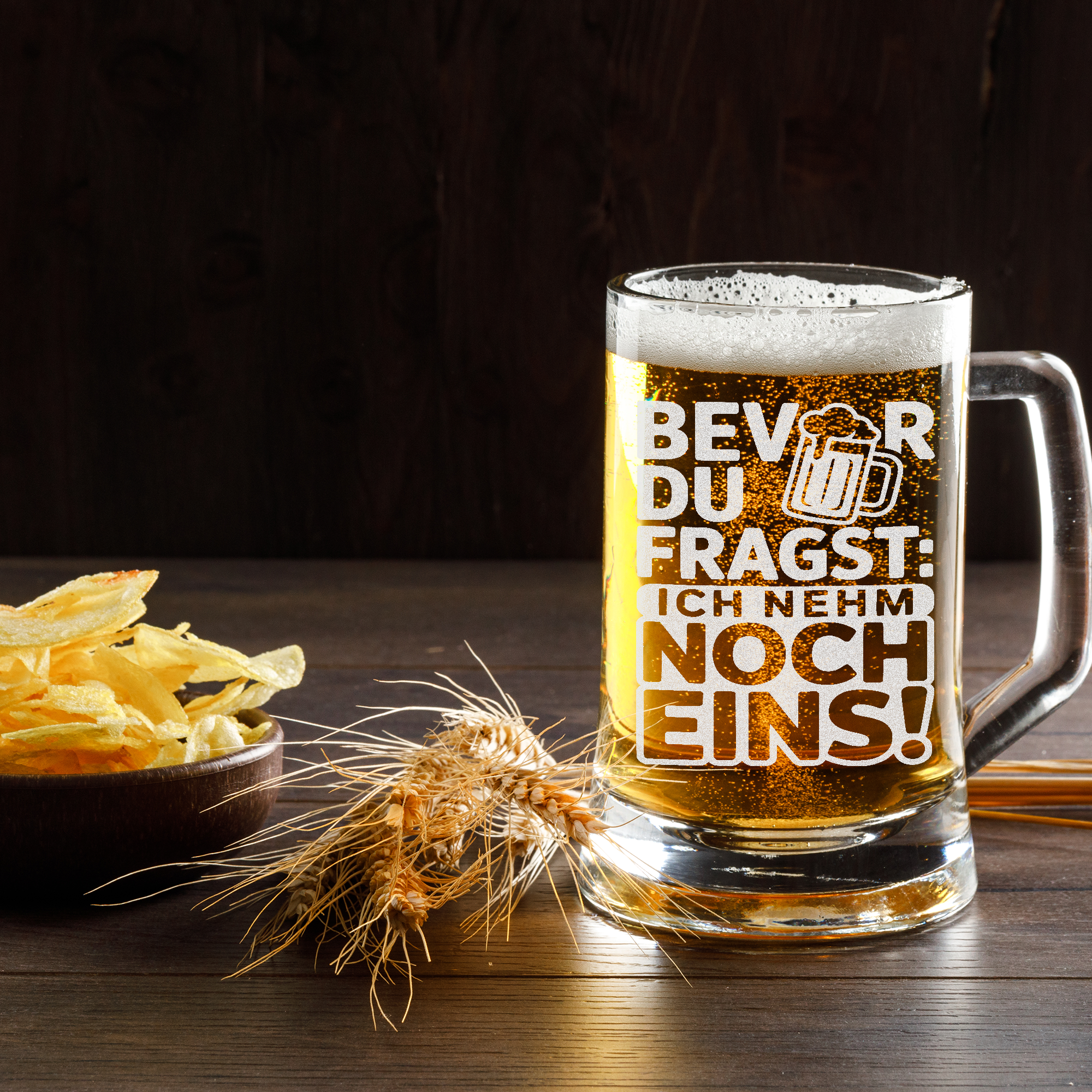 Bevor du fragst ich nehm noch eins Bierkrug – Lustiger Spruch für Bierliebhaber, Geschenk für Männer, Freunde & Stammtisch