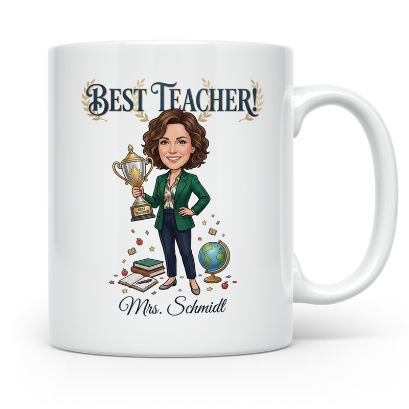 Personalisierte Lehrerin Tasse mit Foto & Namen – Best Teacher