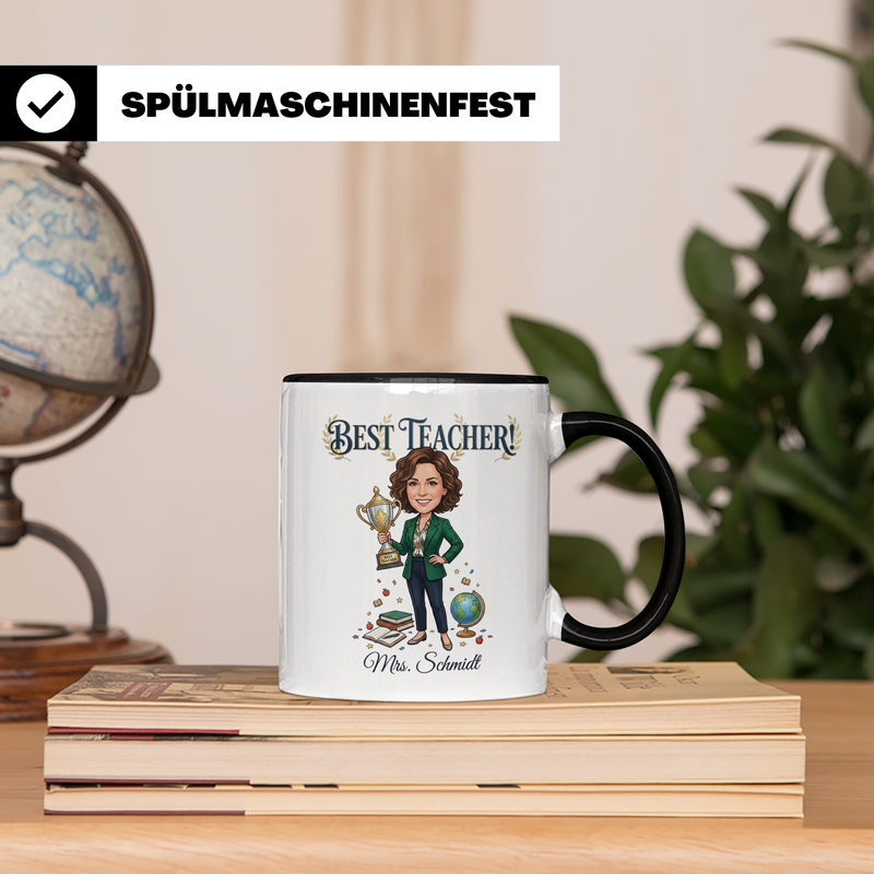 Personalisierte Lehrerin Tasse mit Foto & Namen – Best Teacher