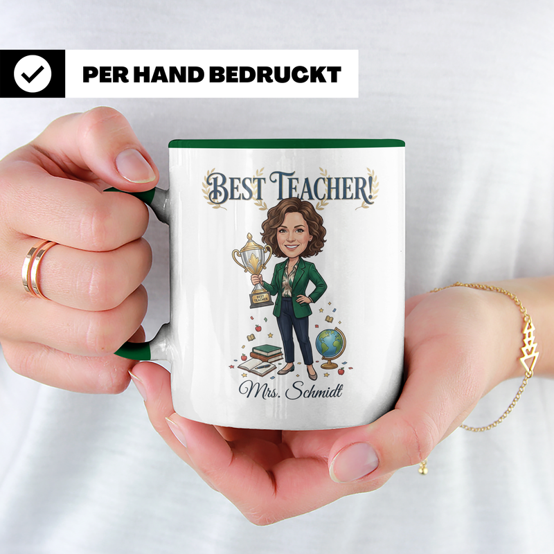Personalisierte Lehrerin Tasse mit Foto & Namen – Best Teacher