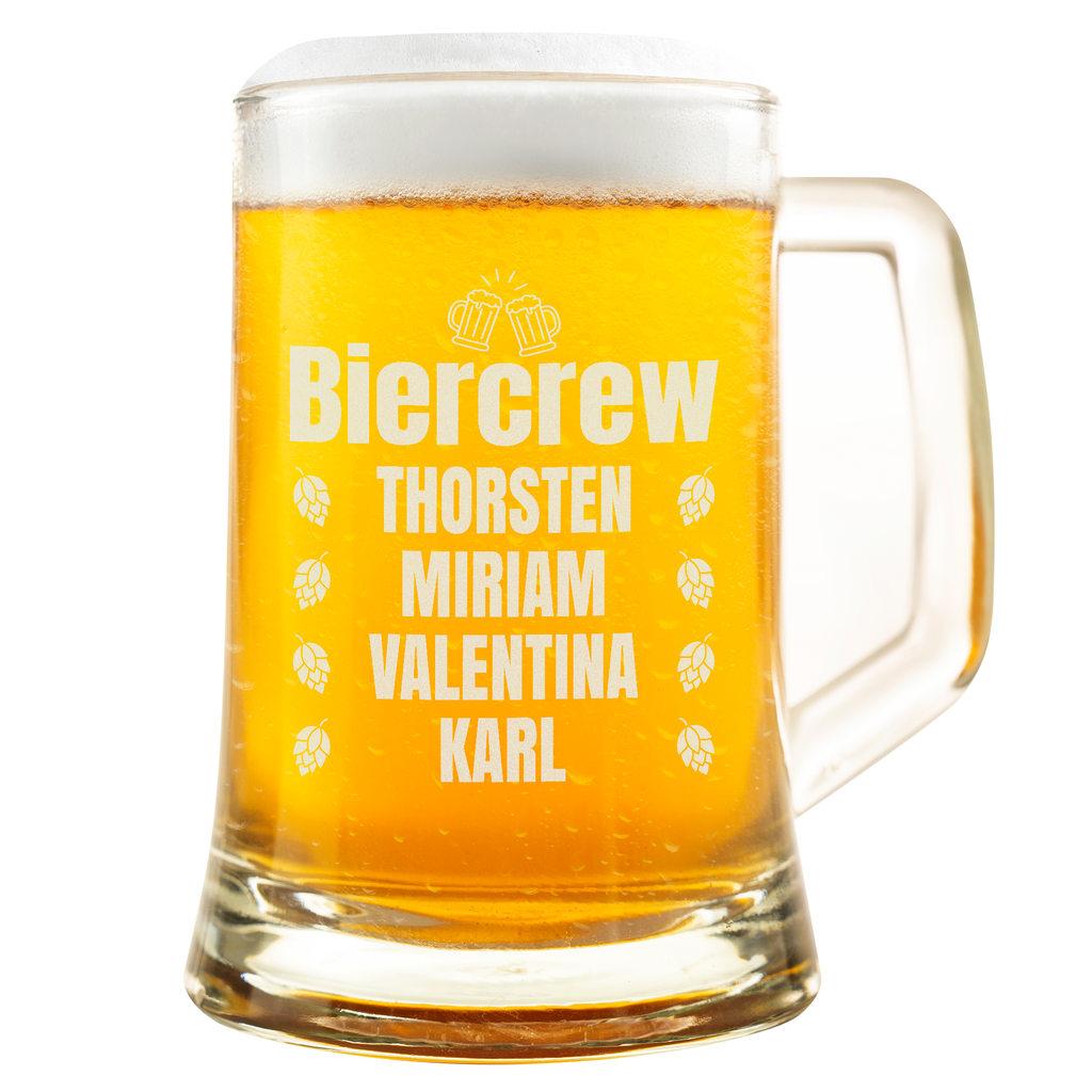 Personalisierter Bierkrug Glas Individuelle Biercrew Geschenkidee Crew, Bierliebhaber Geburtstagsgeschenk