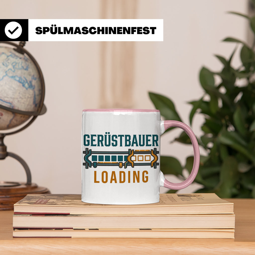 Gerüstbauer Loading Tasse für Azubi & Lehrling, lustiger Kaf – Rosa [farbe:rosa]