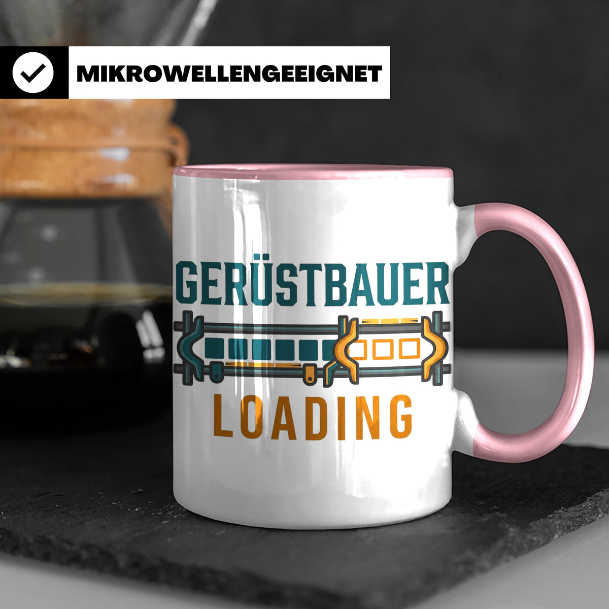 Gerüstbauer Loading Tasse für Azubi & Lehrling, lustiger Kaf – Rosa [farbe:rosa]