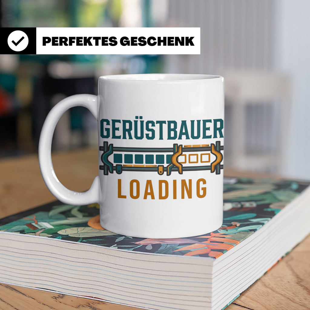 Gerüstbauer Loading Tasse für Azubi & Lehrling, lustiger Kaf – Weiß [farbe:weiß]